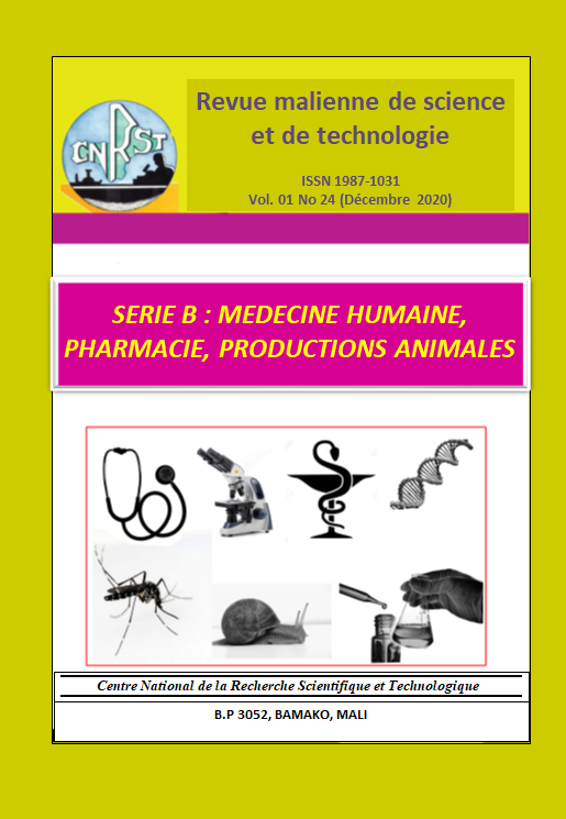 					Afficher Vol. 1 No. 24 (2020): Revue Malienne de Science et de Technologie – ISSN 1987-1031 Série B : Médecine humaine, Pharmacie, Production animale
				