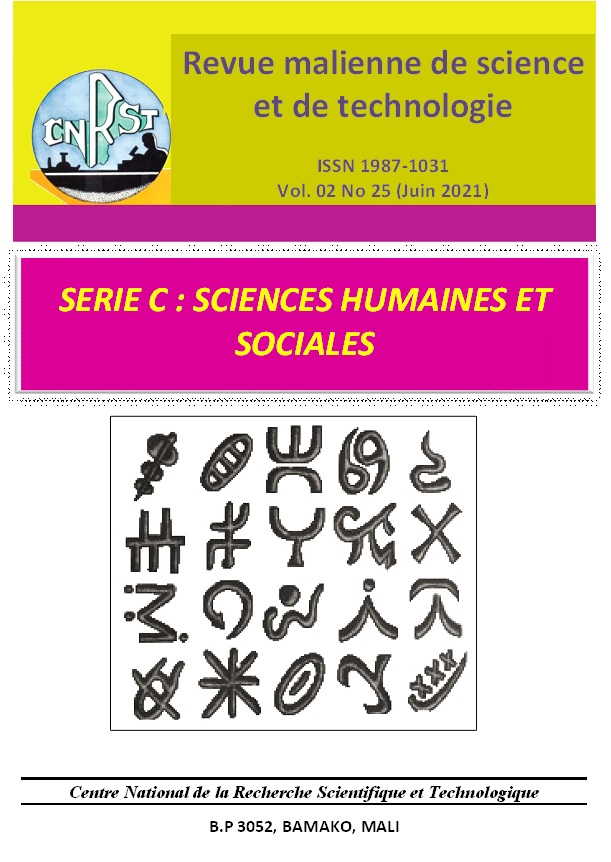 					Afficher Vol. 2 No. 25 (2021): Vol. 02 No 25 (Juin 2021) - Revue Malienne de Science et de Technologie – ISSN 1987-1031  Série C : Sciences Humaines et Sociales
				